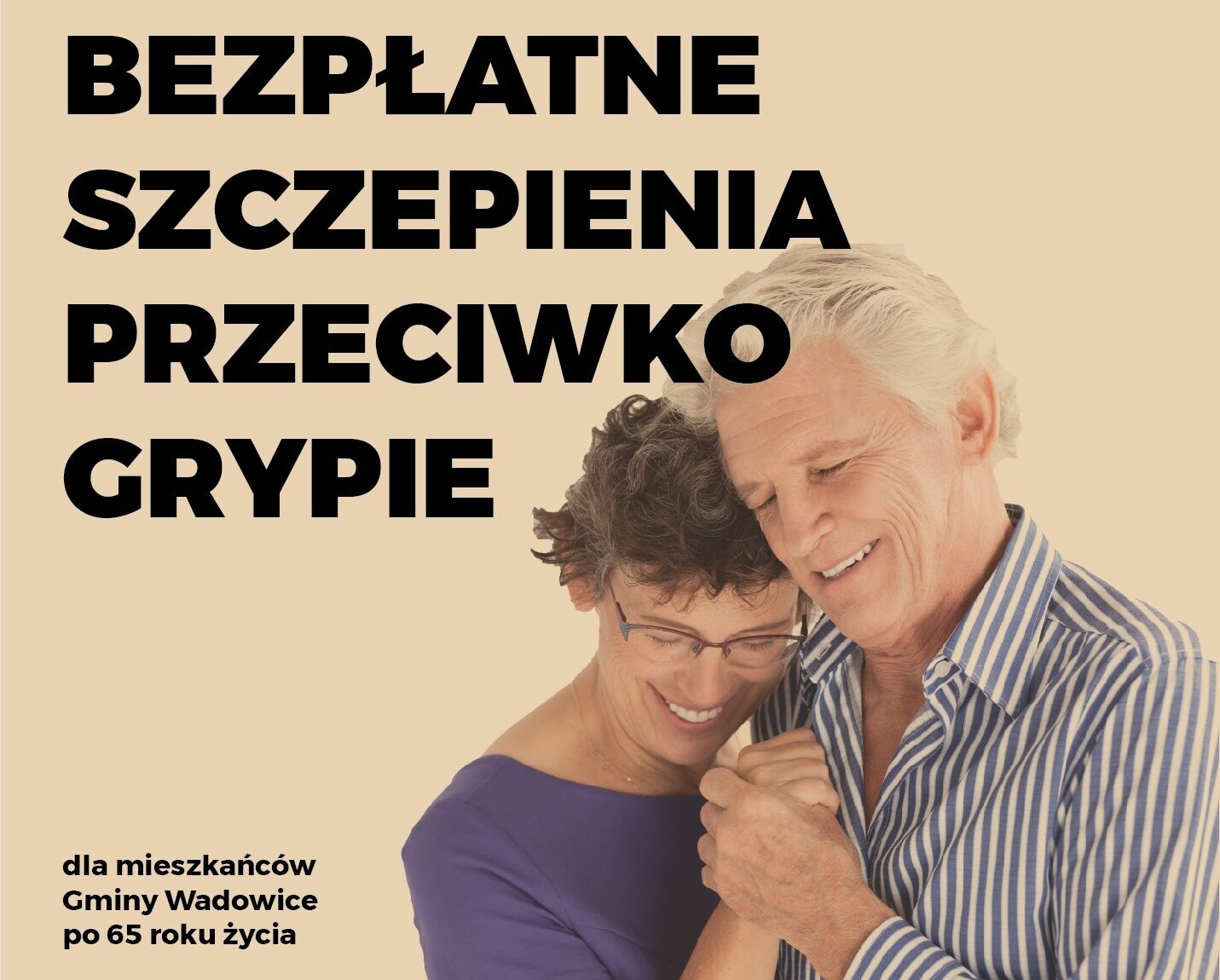 plakat - Kolejna akcja bezpłatnych szczepień przeciwko grypie dla mieszkańców gminy Wadowice