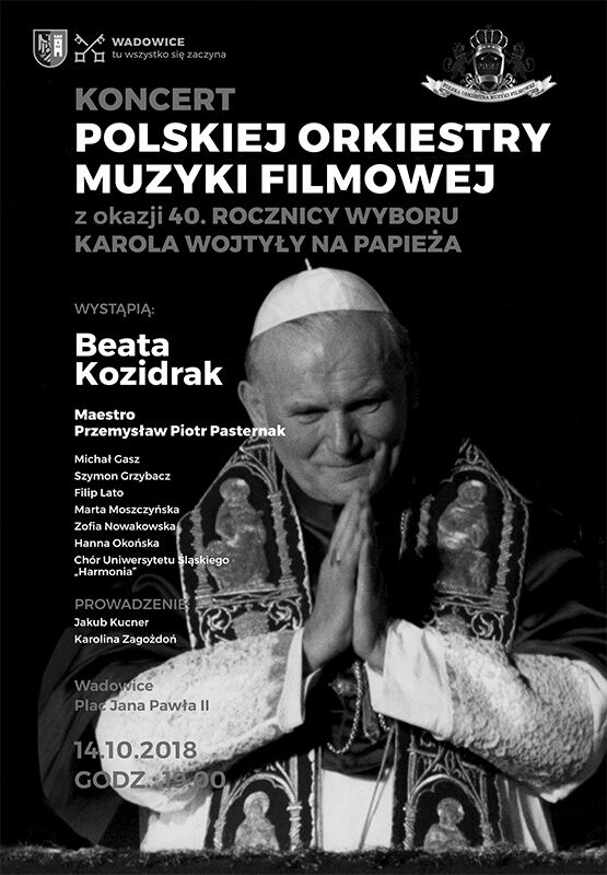 40 lat PONT plakat DRUK - Wielki koncert z okazji 40. rocznicy pontyfikatu Jana Pawła II