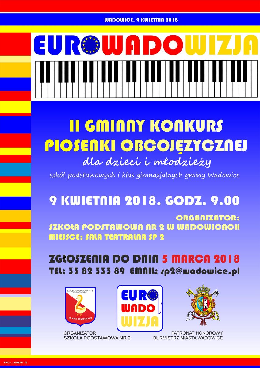 EUROWADOWIZA II PLAKAT - II Gminny Konkurs Piosenki Obcojęzycznej - EuroWADOwizja